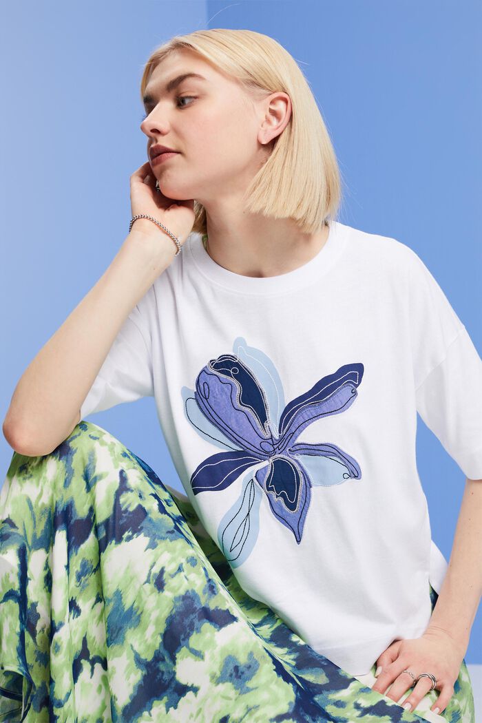 Oversized t-shirt with print, TENCEL™, WHITE, detail image number 5