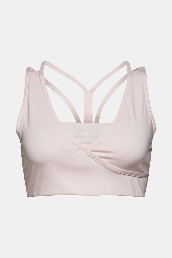 Sports bra in a wrap-over look, made of recycled material, LIGHT PINK, overview
