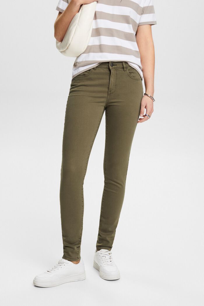 Stretch trousers with organic cotton, DARK KHAKI, detail image number 0