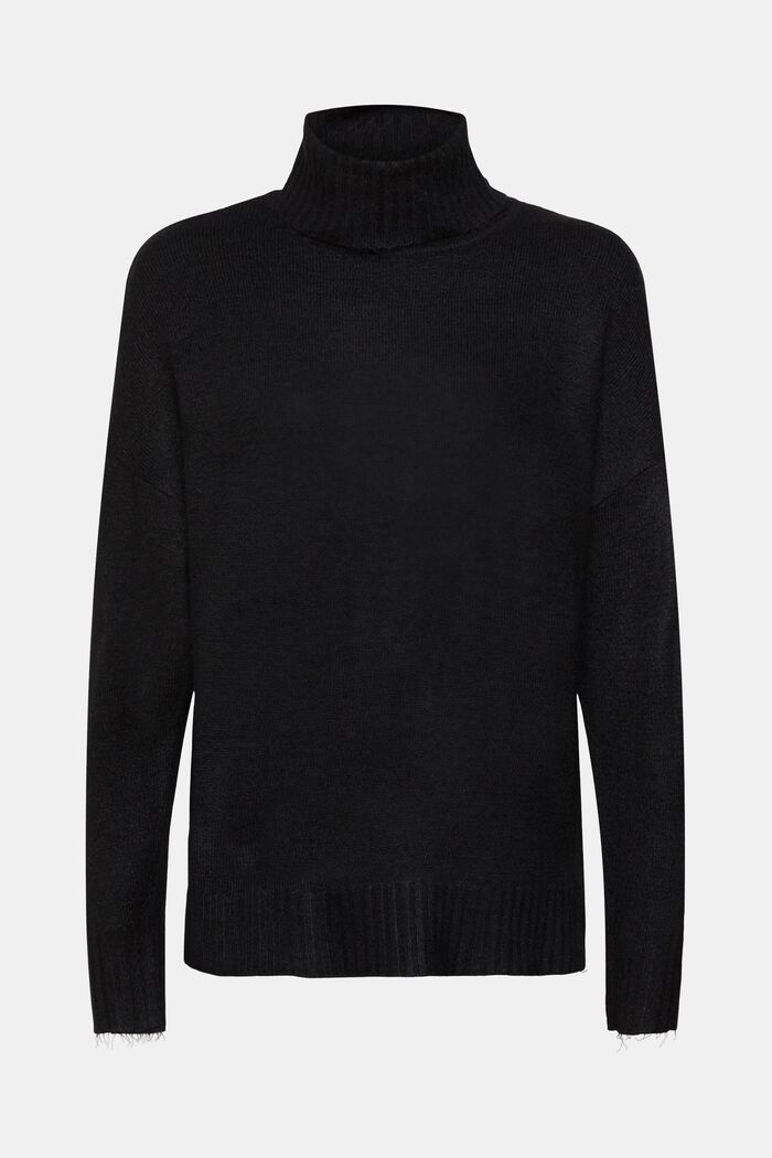Knitted roll neck sweater, BLACK, detail image number 5