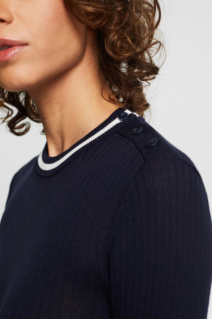 Made of TENCEL™: jumper with a ribbed finish, NAVY, detail image number 2