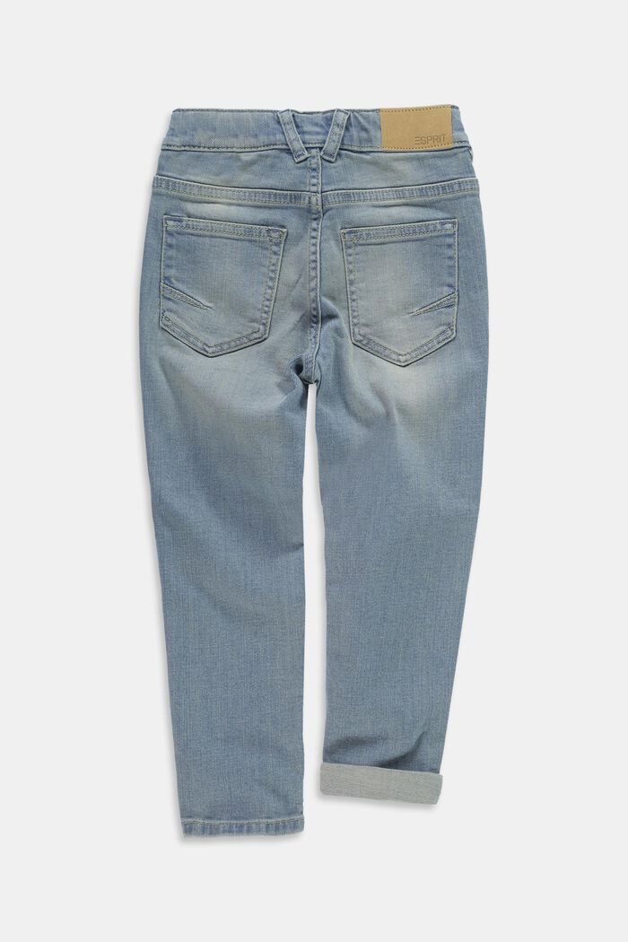 Washed stretch jeans with an adjustable waistband, BLUE BLEACHED, detail image number 1