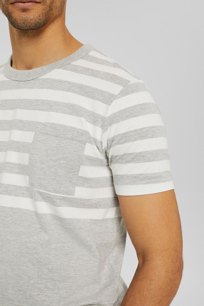 Striped jersey T-shirt with pocket, LIGHT GREY, detail image number 1