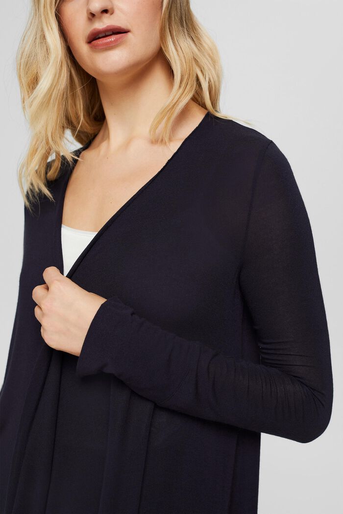 Open cardigan made of jersey, NAVY, detail image number 2