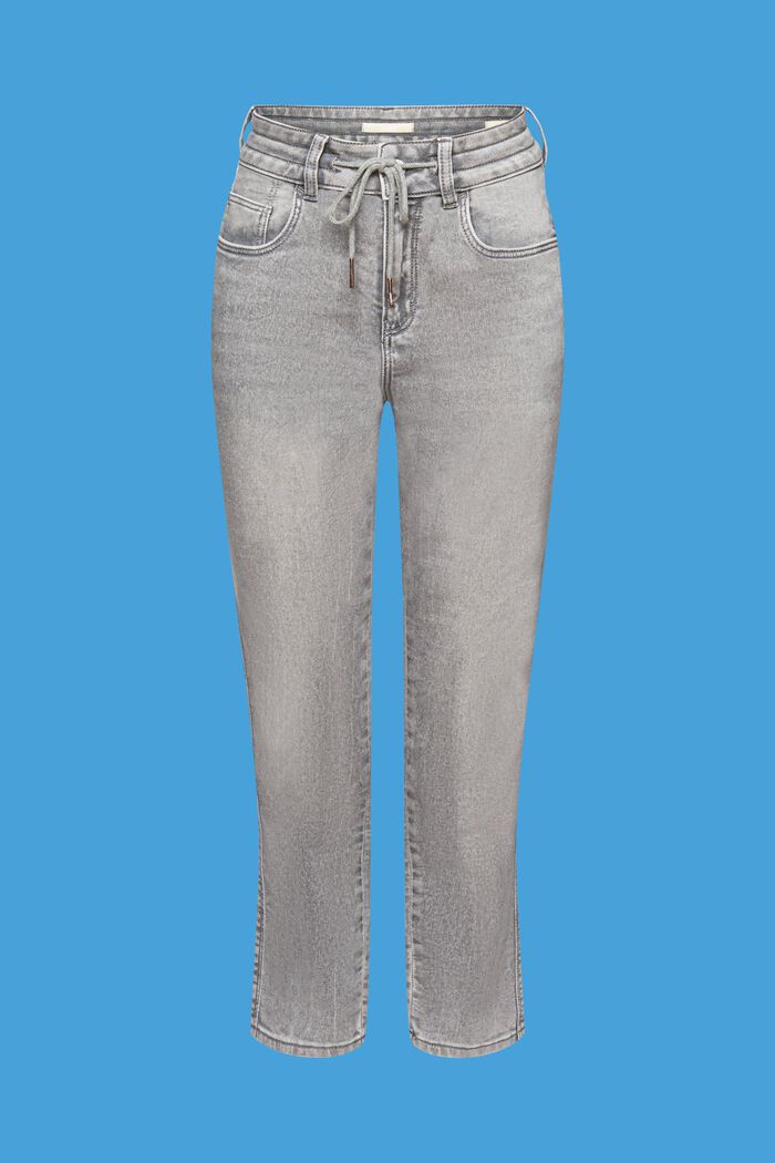 Boyfriend jeans with drawstring waist, GREY LIGHT WASHED, detail image number 8