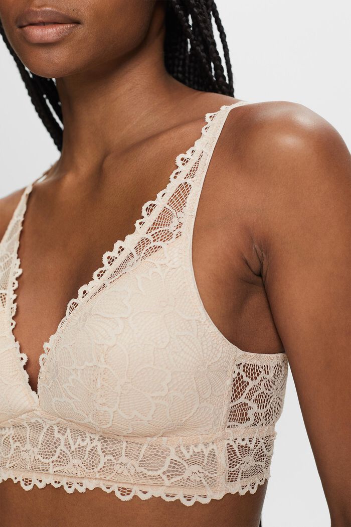 Padded Wireless Lace Bralette, SAND, detail image number 1