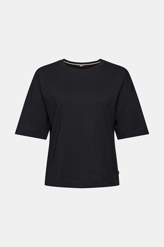 Organic cotton T-shirt, BLACK, overview