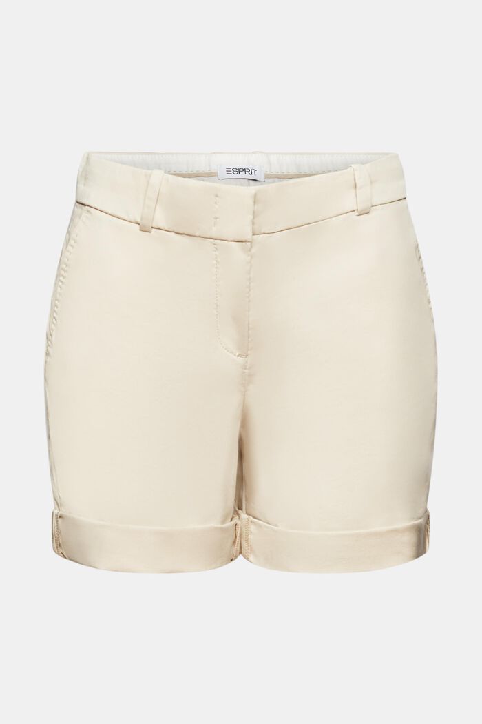Cuffed Twill Shorts, CREAM BEIGE, detail image number 7