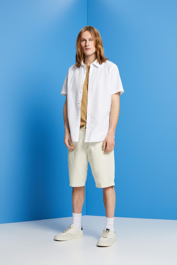 Textured slim fit shirt, WHITE, detail image number 4
