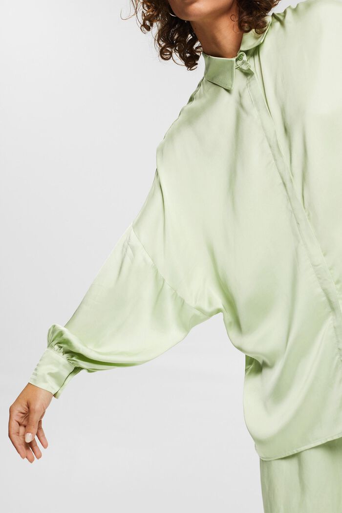 Satin blouse, PASTEL GREEN, detail image number 2