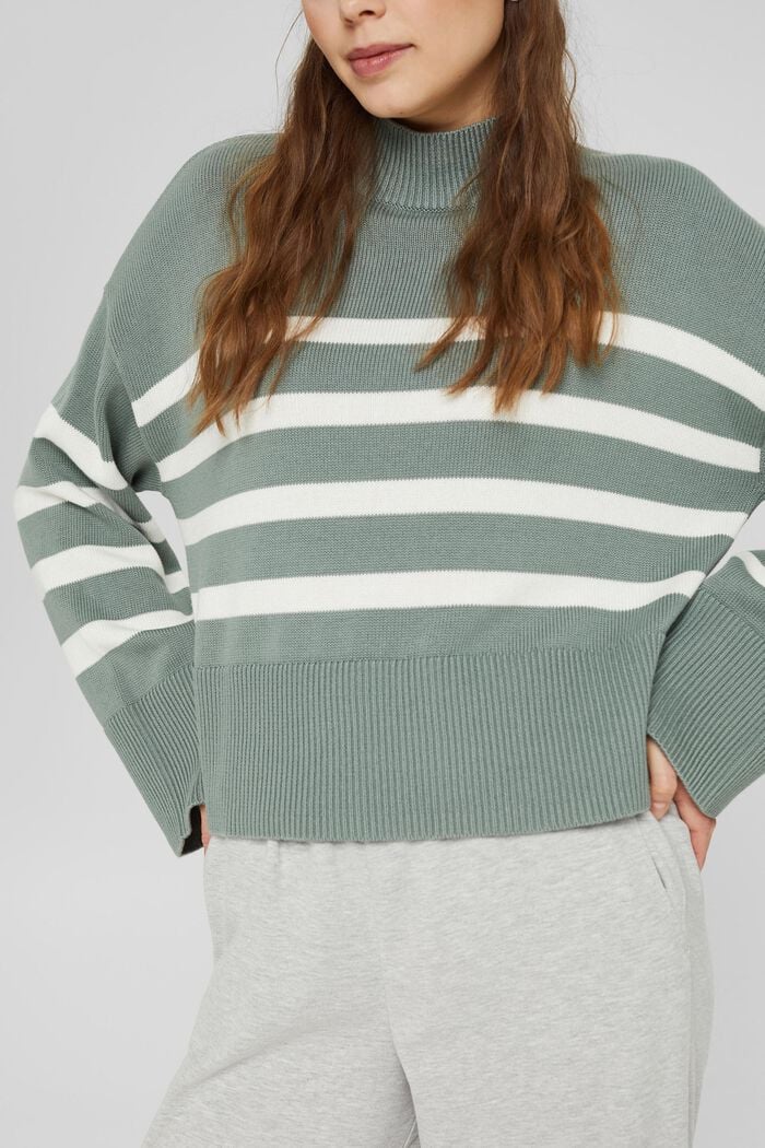 Striped jumper with wide sleeves, LIGHT GREEN, detail image number 2