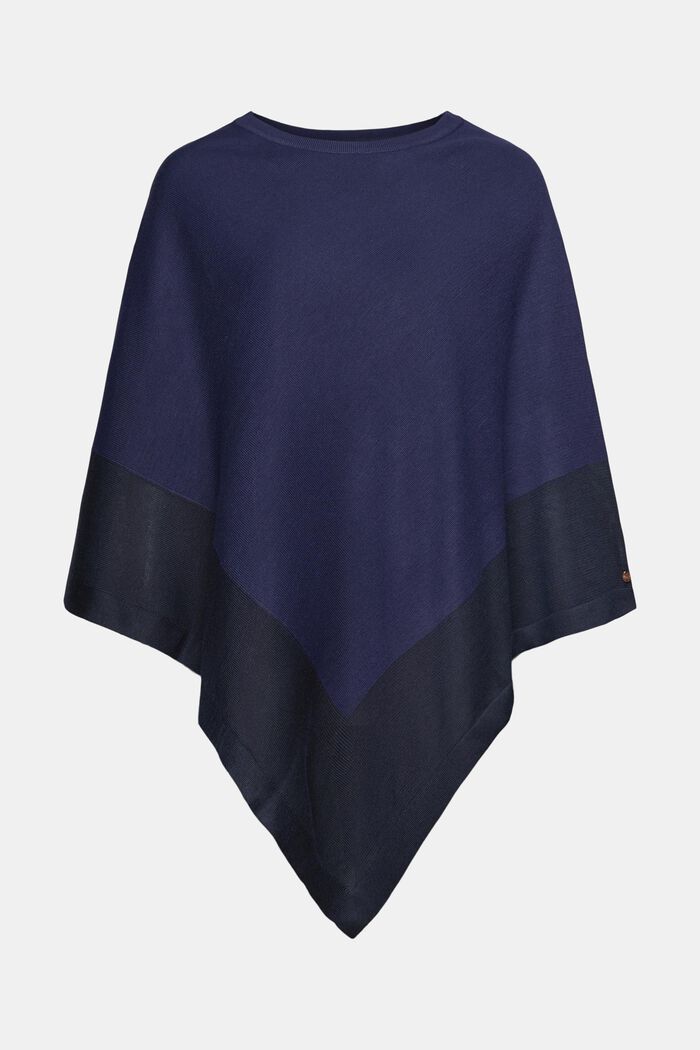 Poncho with contrasting colour stripes