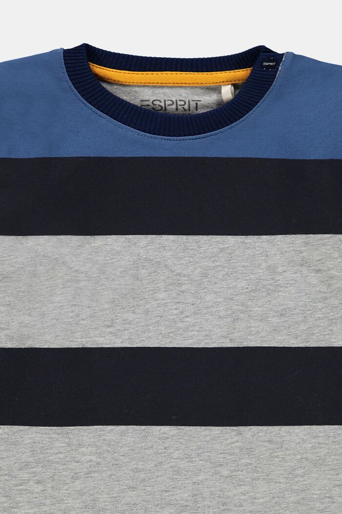 Long sleeve top with block stripes, organic cotton, MEDIUM GREY, detail image number 2
