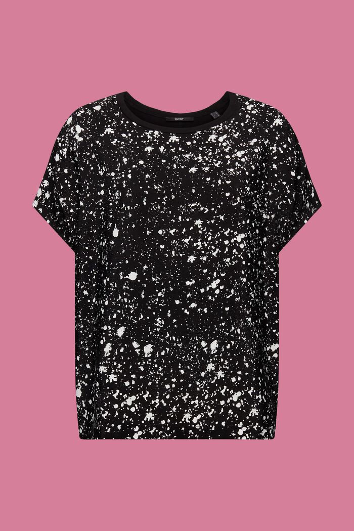 Mixed fabric T-shirt, LENZING™ ECOVERO™, BLACK, detail image number 6