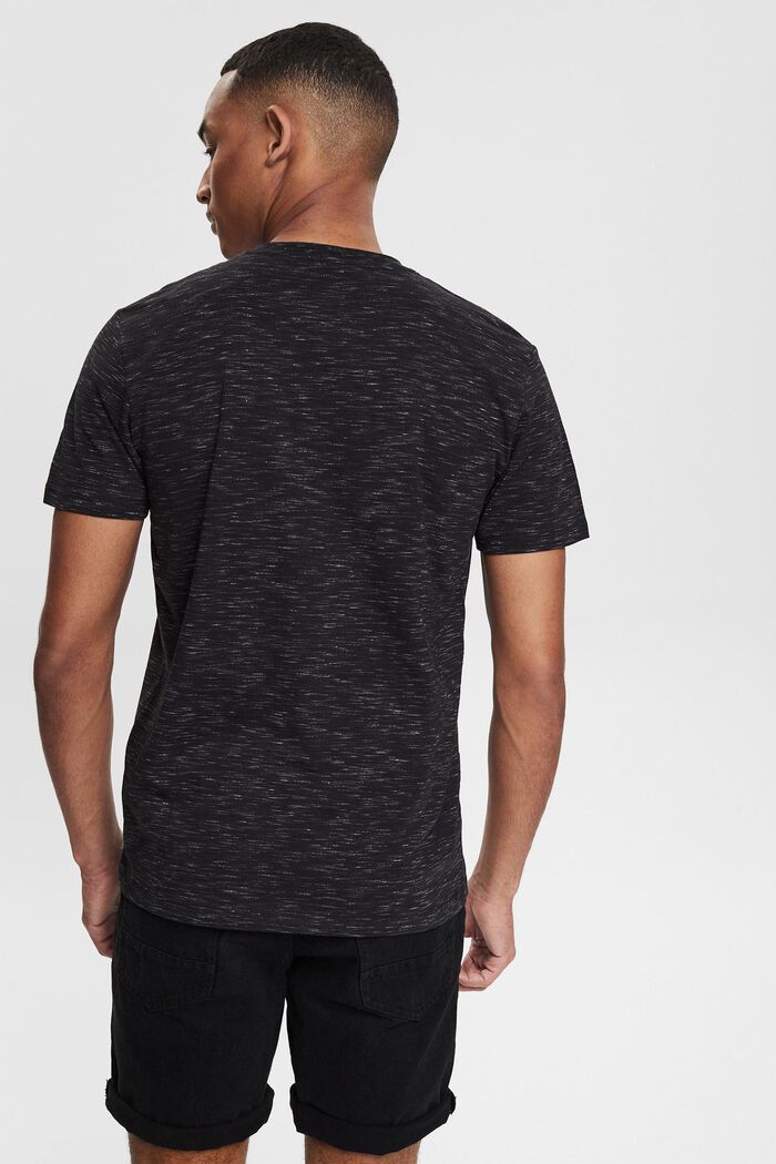 Melange jersey T-shirt with a 3D logo print, BLACK, detail image number 3