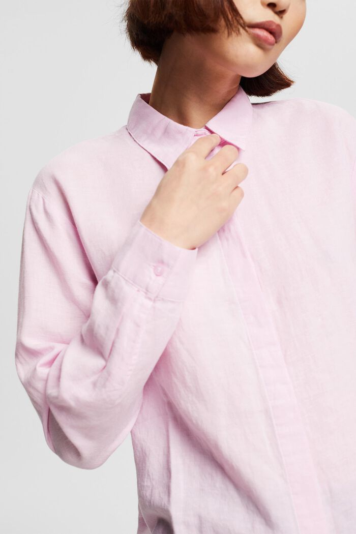 Linen blend oversized blouse, PINK, detail image number 0