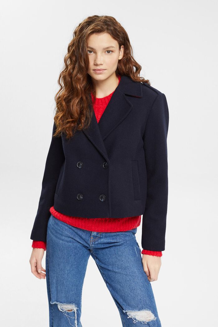Wool blend jacket, NAVY, detail image number 0