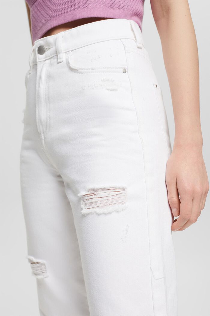Dad jeans with distressed effects, WHITE, detail image number 2