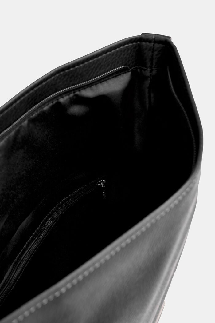 Flapover bag in faux leather, BLACK, detail image number 3