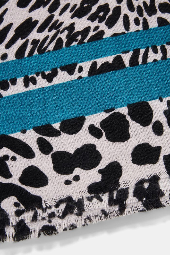 Recycled: leopard pattern scarf, MEDIUM GREY, detail image number 2