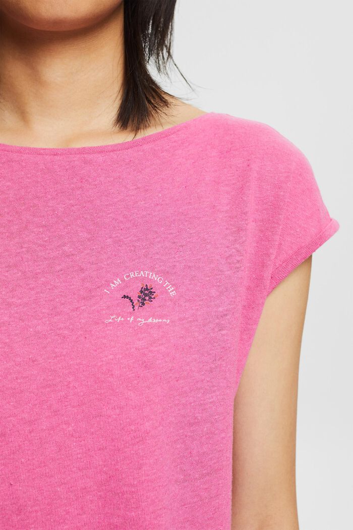 Linen blend: T-shirt with a tiny print, PINK, detail image number 2