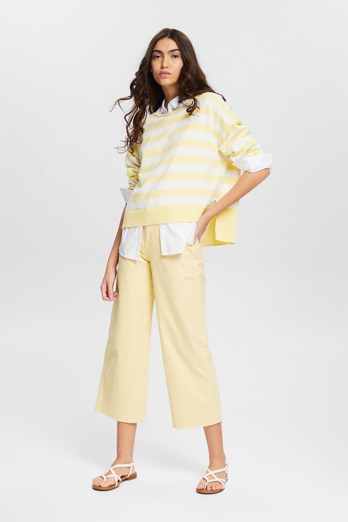 Linen blend: striped knitted jumper, PASTEL YELLOW, detail image number 1