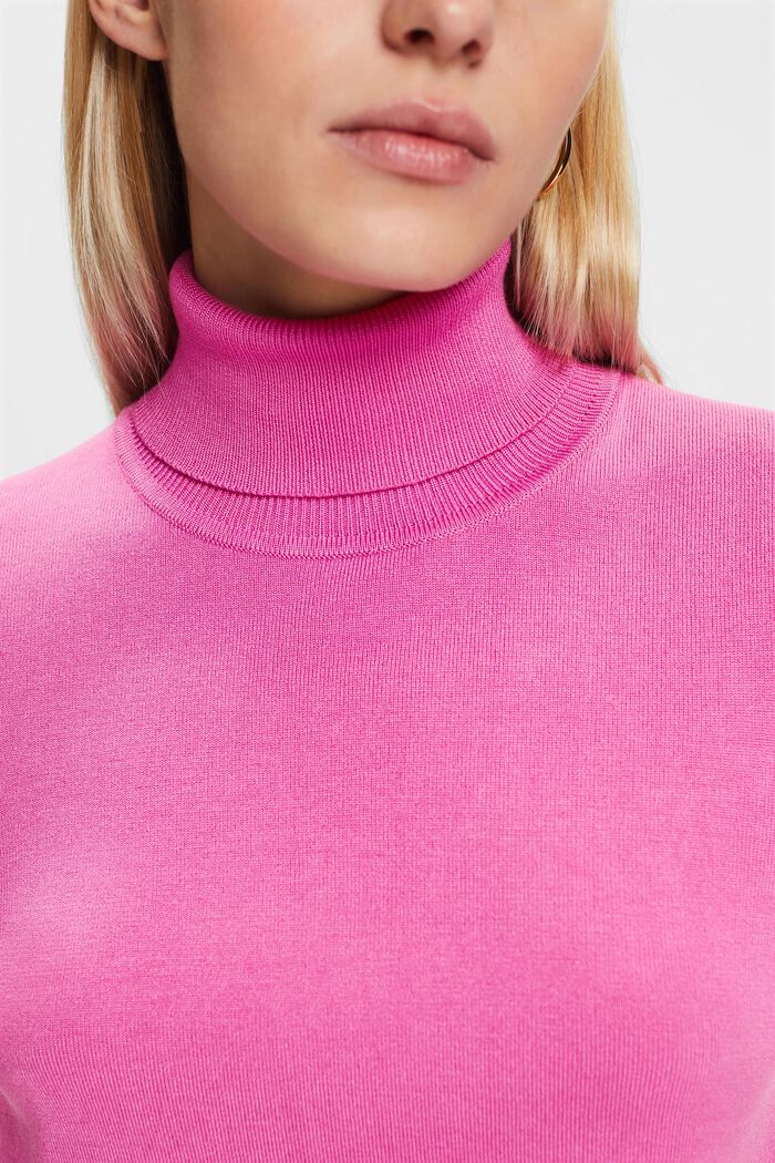 Long-Sleeve Turtleneck Sweater, PINK FUCHSIA, detail image number 1