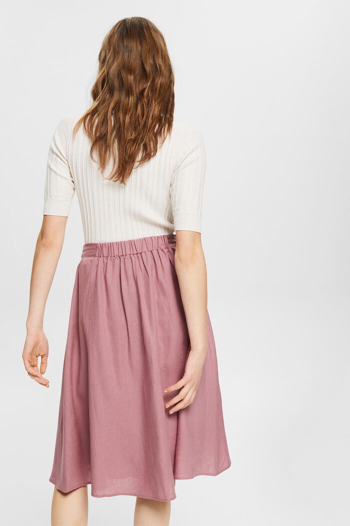 Blended linen skirt with button details, MAUVE, detail image number 3