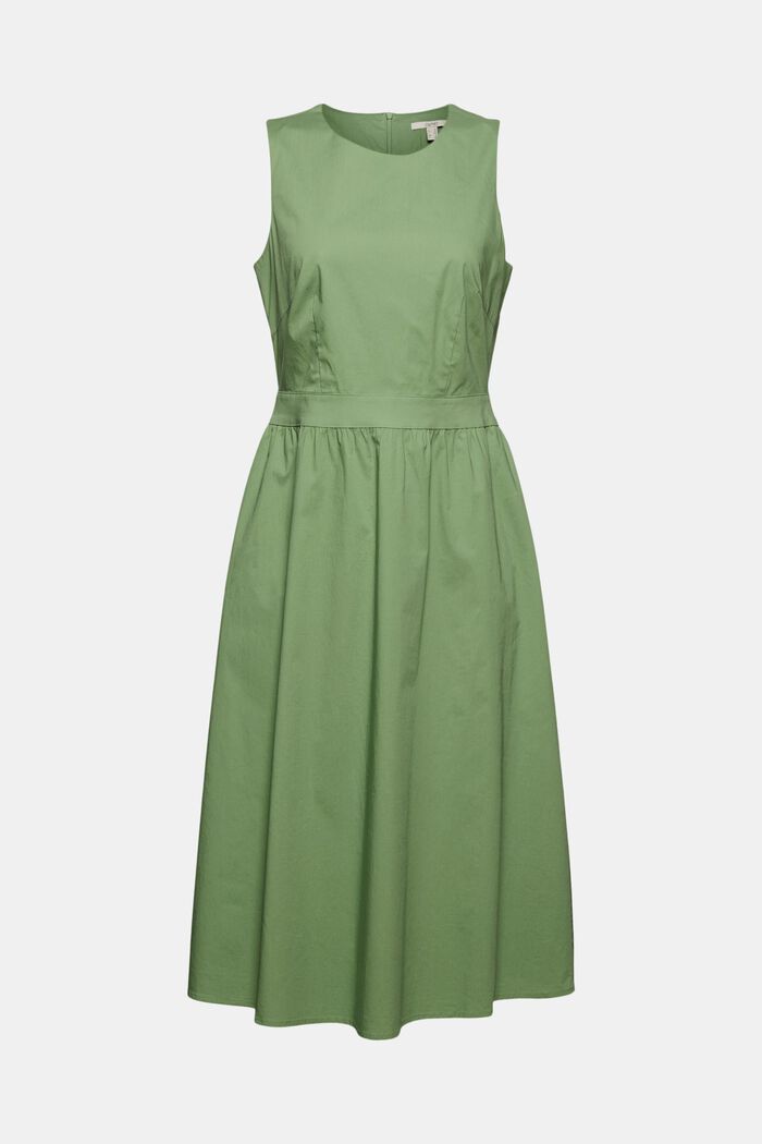 Poplin midi dress made of organic cotton, LEAF GREEN, detail image number 6
