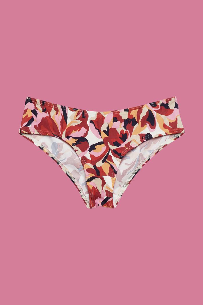 Hipster-style bikini bottoms with floral print, DARK RED, detail image number 4