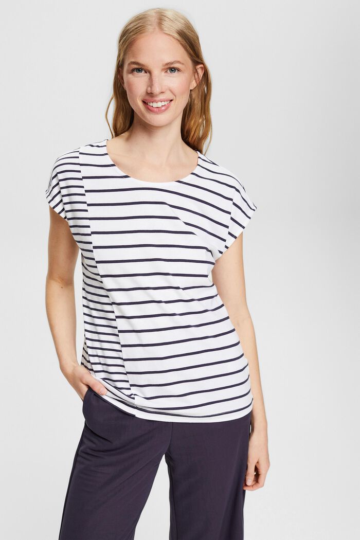 Containing TENCEL™: striped T-shirt,  NEW WHITE, detail image number 0