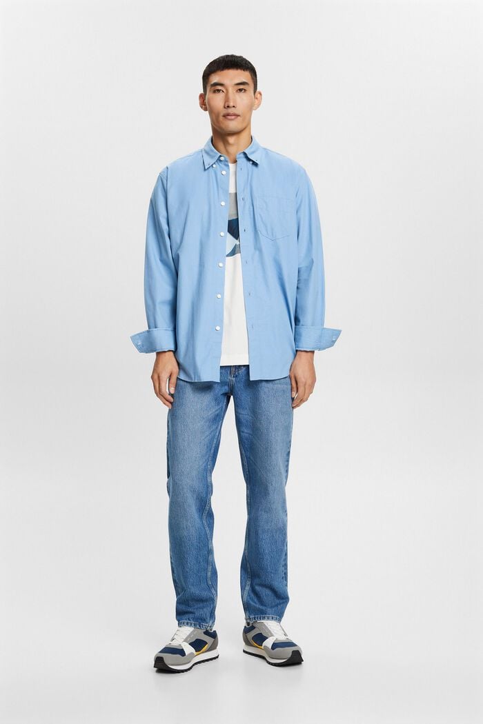Poplin button-down shirt, 100% cotton, LIGHT BLUE, detail image number 5