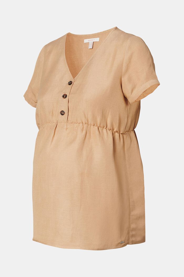 Linen blend: blouse, SAND, overview