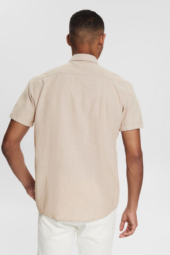 Blended linen short sleeved button-down shirt, SAND, detail image number 3