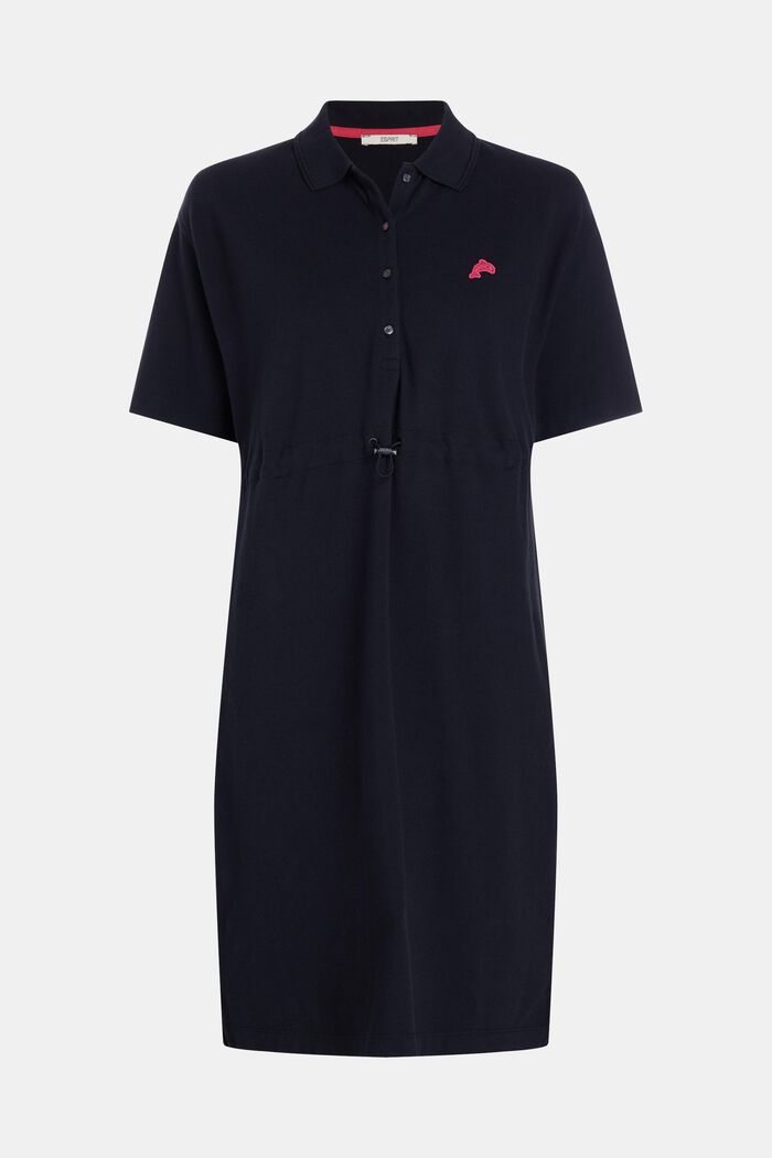 Dolphin Tennis Club Pleated Polo Dress, BLACK, overview