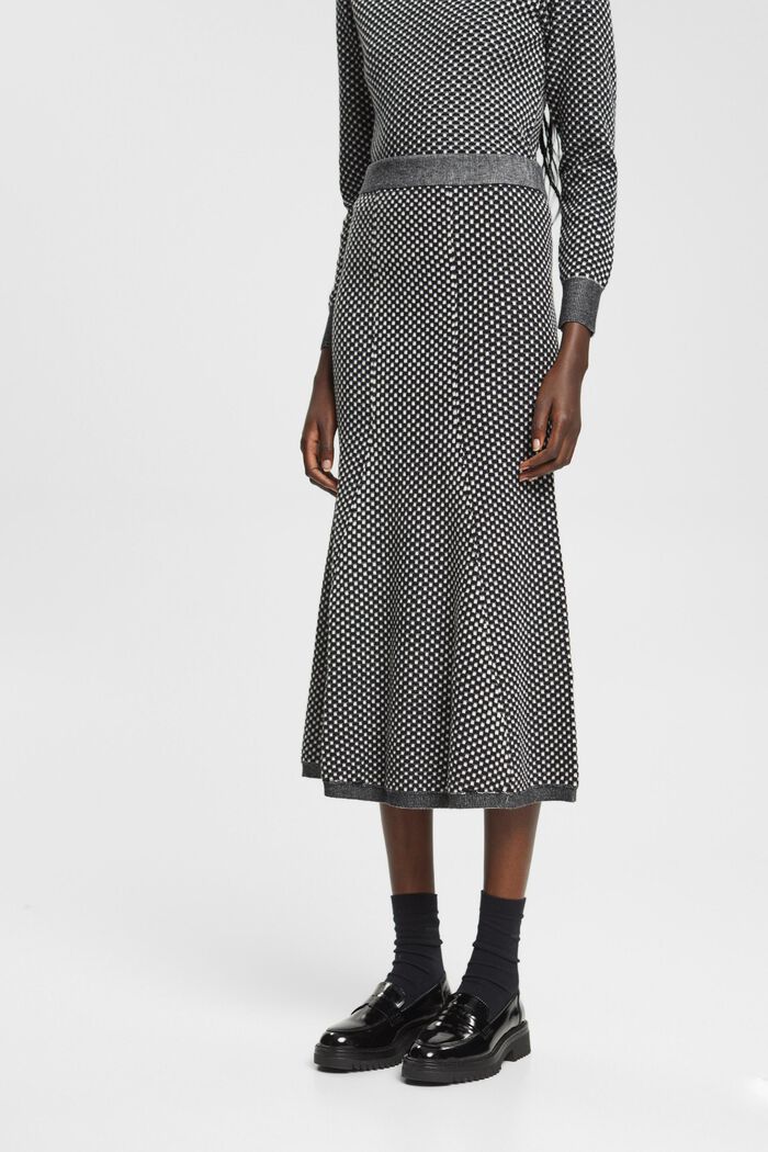 Two-coloured knit skirt, LENZING™ ECOVERO™, BLACK, detail image number 0