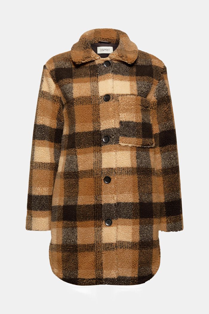 Checked shacket in a teddy fur look, CAMEL, detail image number 8