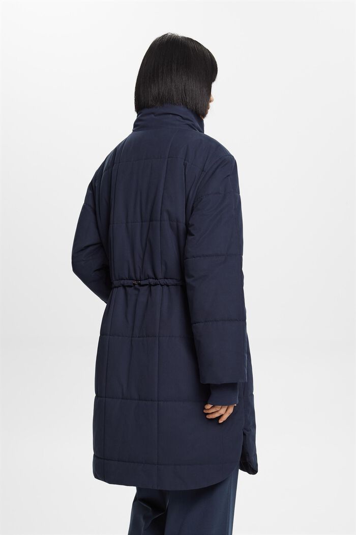 Recycled: quilted coat with fleece lining, NAVY, detail image number 4