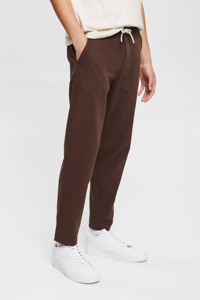 With linen: tracksuit bottoms with a drawstring waistband, BROWN, detail image number 0