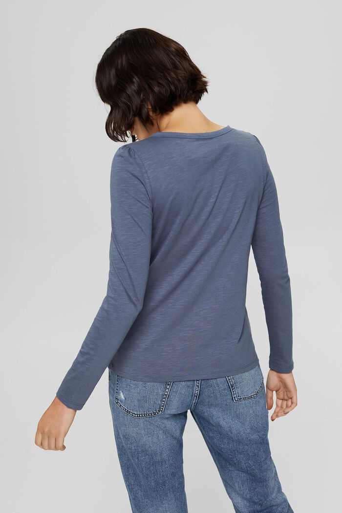 Henley long sleeve top made of 100% organic cotton, GREY BLUE, detail image number 3