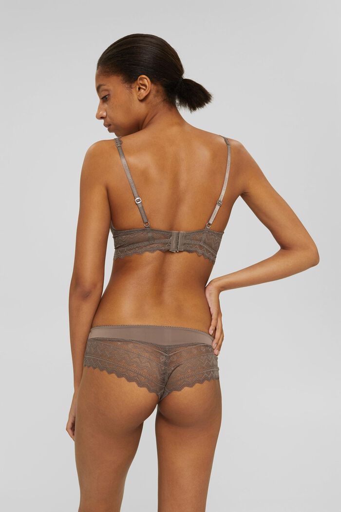 Recycled: padded underwire bra with lace, TAUPE, detail image number 1