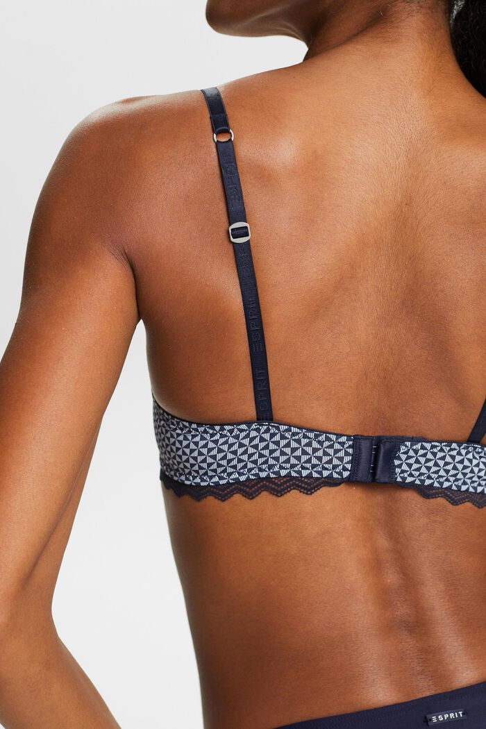 Lace Trim Padded Bra, NAVY, detail image number 1