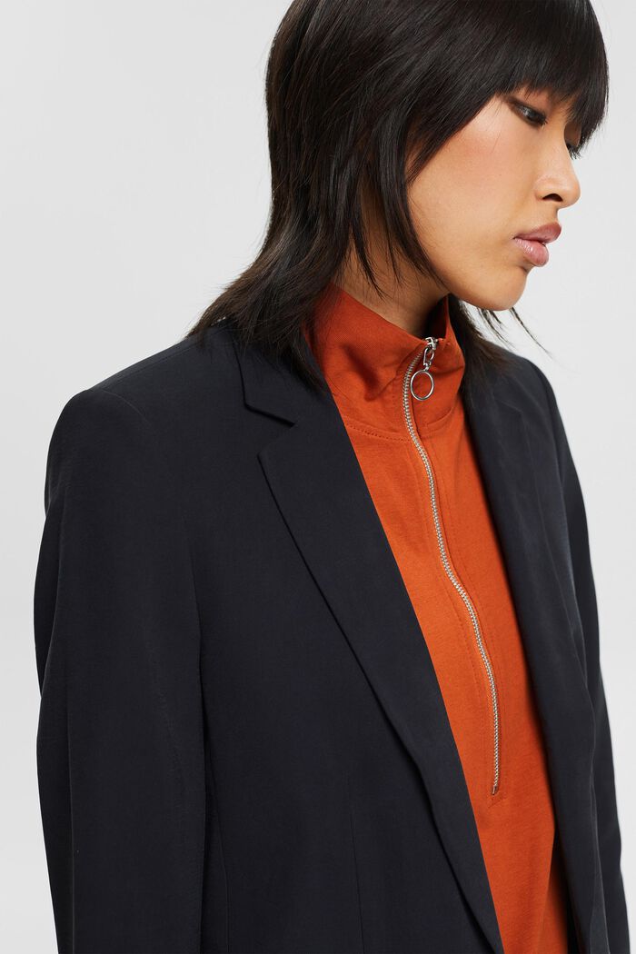 Open-fronted blazer with LENZING™ ECOVERO™, BLACK, detail image number 5