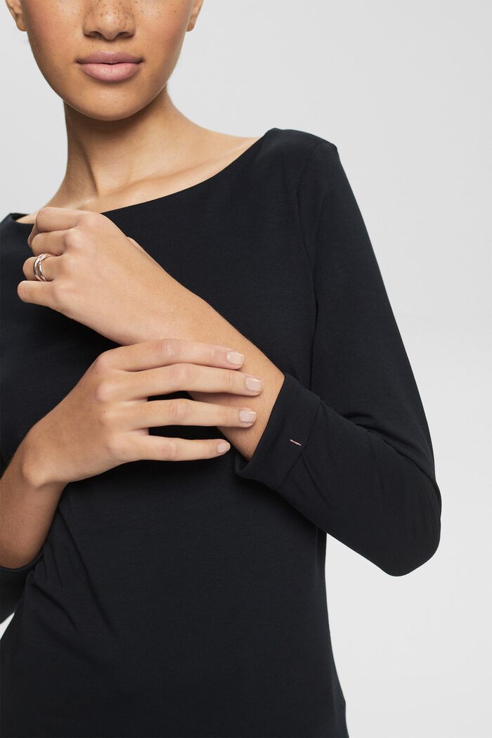 Top with 3/4-length sleeves, BLACK, detail image number 0