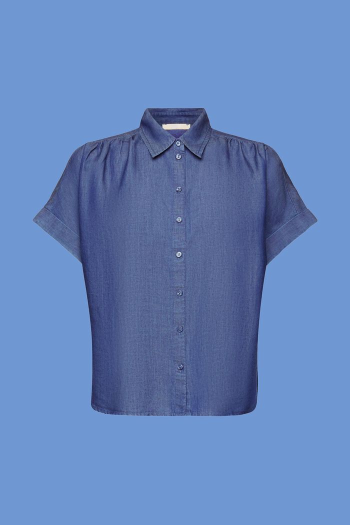 Oversized shirt blouse, TENCEL™, BLUE DARK WASHED, detail image number 7