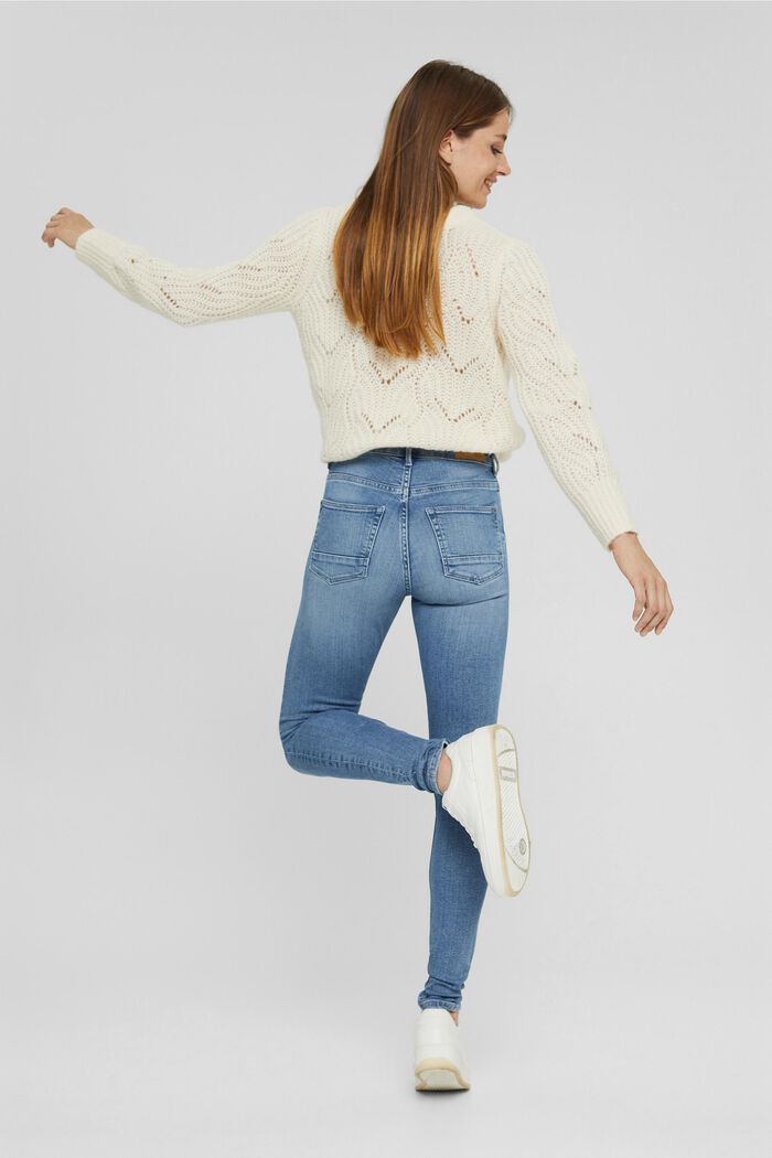 Super stretchy jeans with button fly, organic cotton, BLUE LIGHT WASHED, detail image number 3