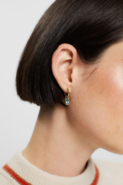 Small hoop earrings with pendant, stainless steel
