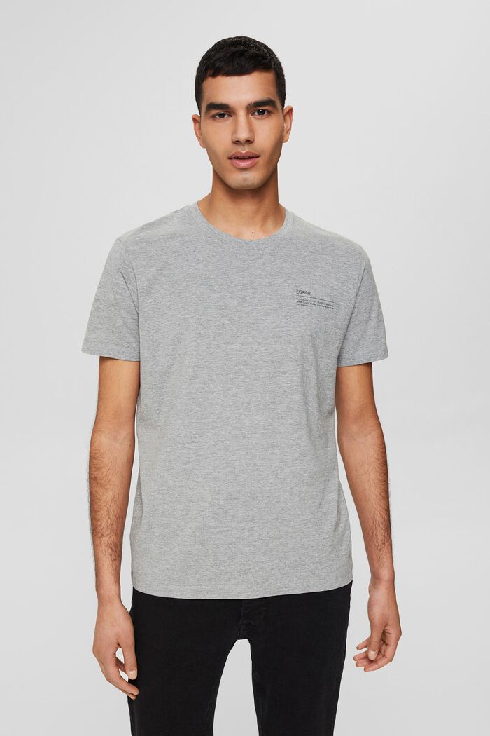 Jersey T-shirt with print, organic cotton blend, MEDIUM GREY, detail image number 0