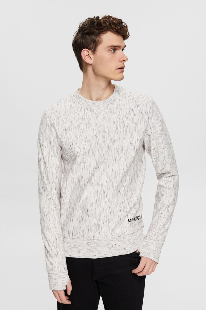 Sweatshirt in a melange look, LIGHT BEIGE, detail image number 0