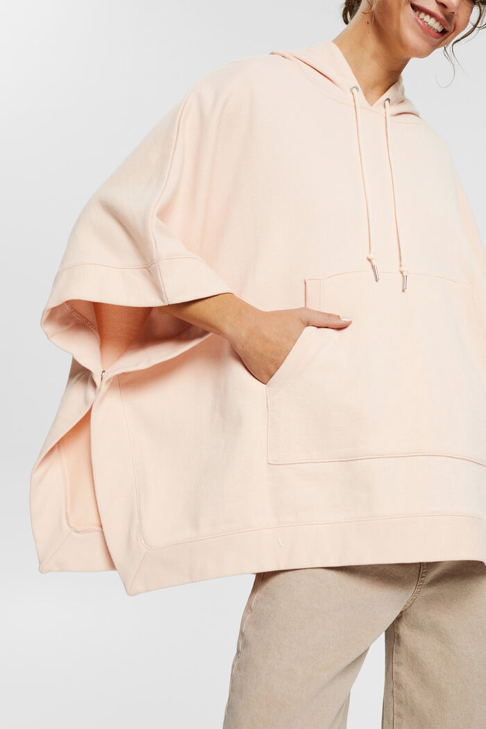 Hooded sweatshirt fabric poncho, NUDE, detail image number 2